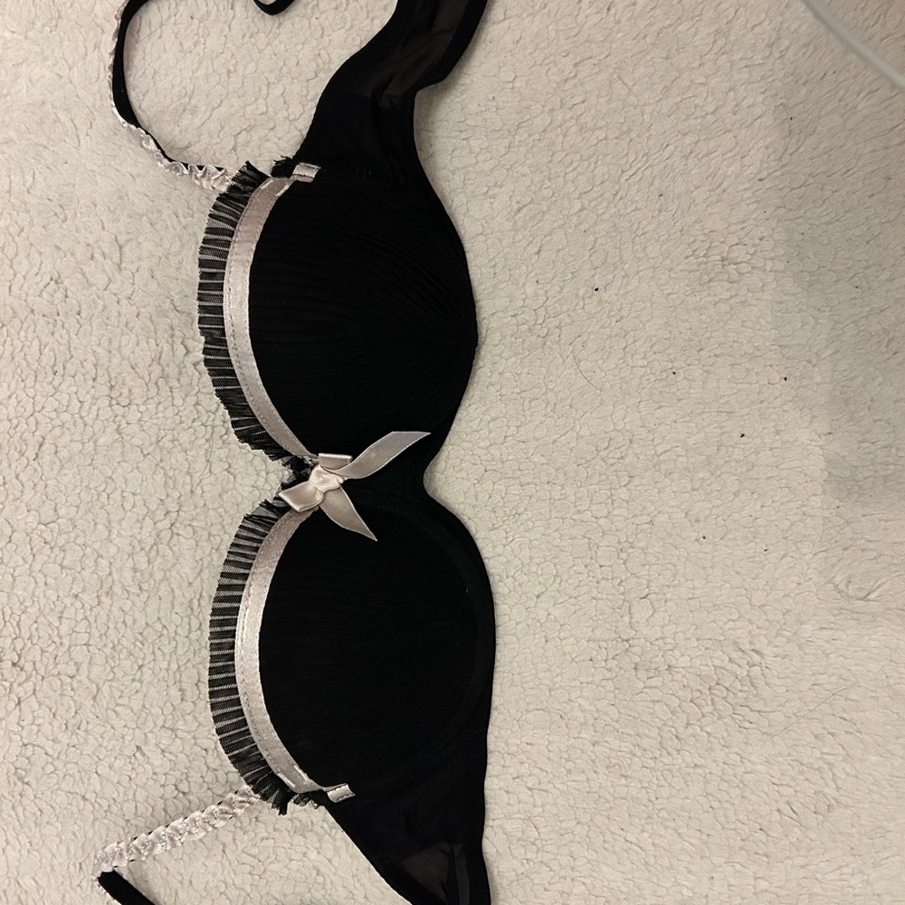 Black Bra with White Accents